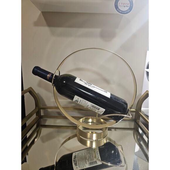 Modern Simple Circle Ring Tabletop Display Wine Rack Bottle Holder, Gold - Picture 2 of 10